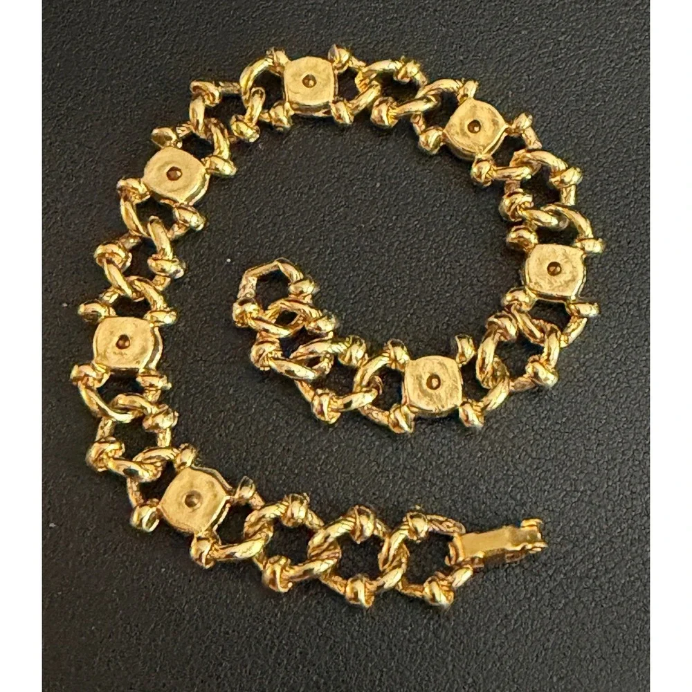 Vintage Rhinestone Bracelet Bezel Set Gold Tone Rainbow Pride - Picture 3 of 5